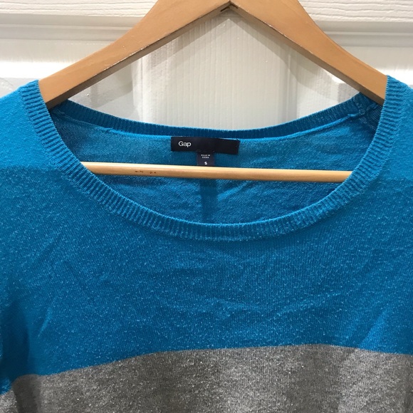 Striped grey and turquoise sweater - Picture 2 of 2